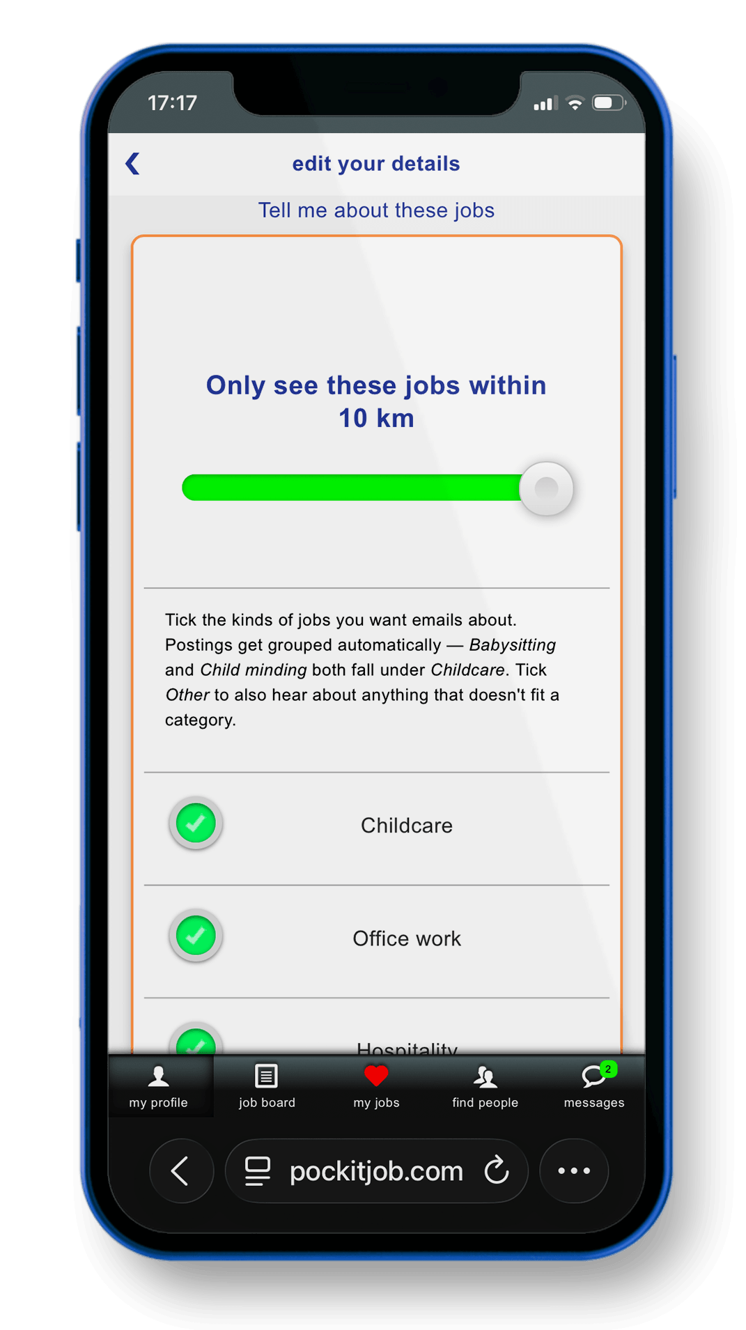 Choose the jobs you are interested in